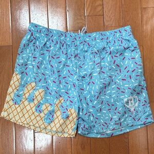 Ice Cream Cone Print Men’s baseball Shorts - Light Blue